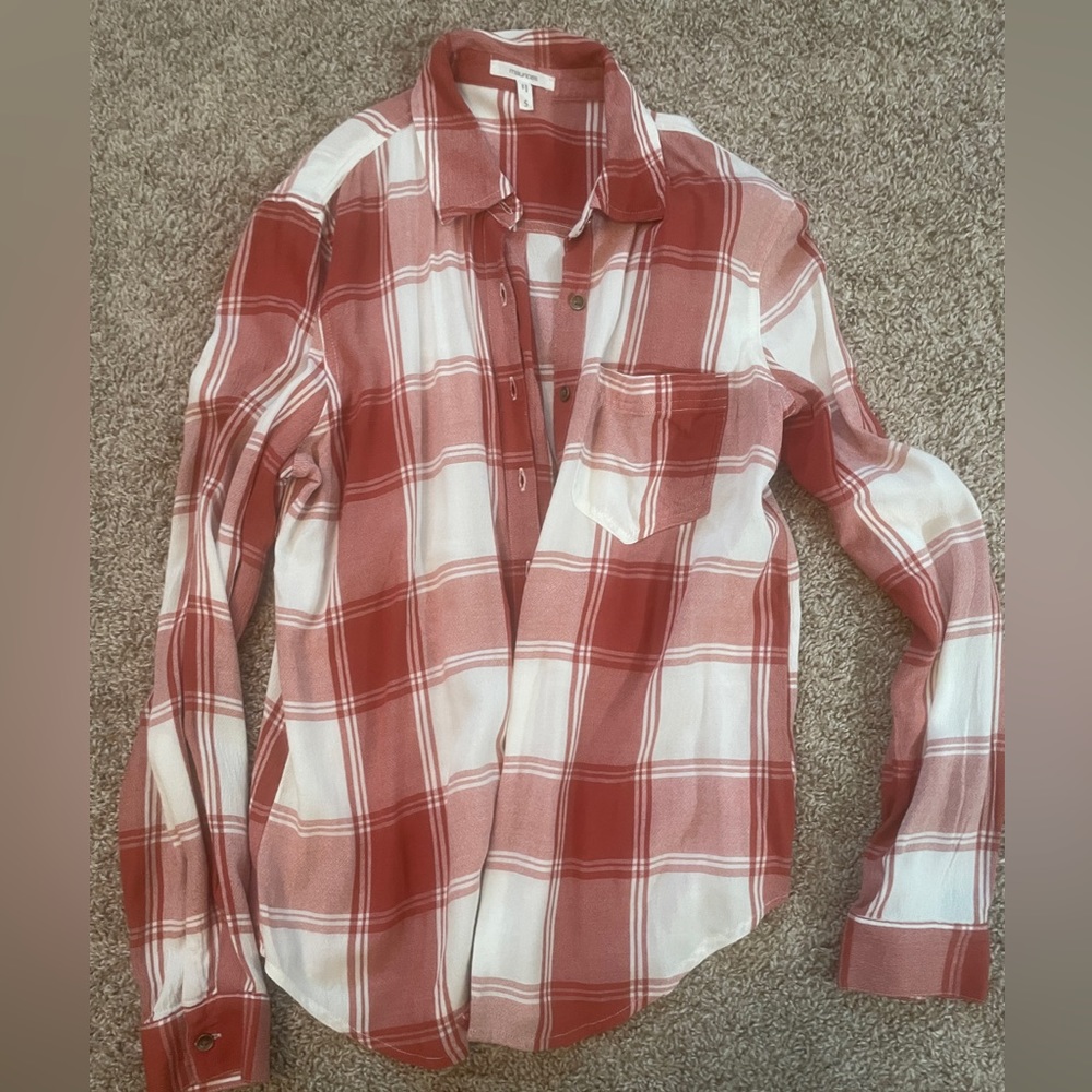 Maurice’s plaid shirt